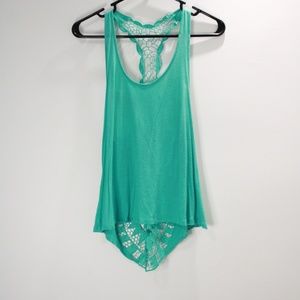 Loose Teal Tank Top Lace Back